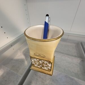 Veratex Bathroom Makeup, Toothbrush Trinkets holder (Gold Collection)